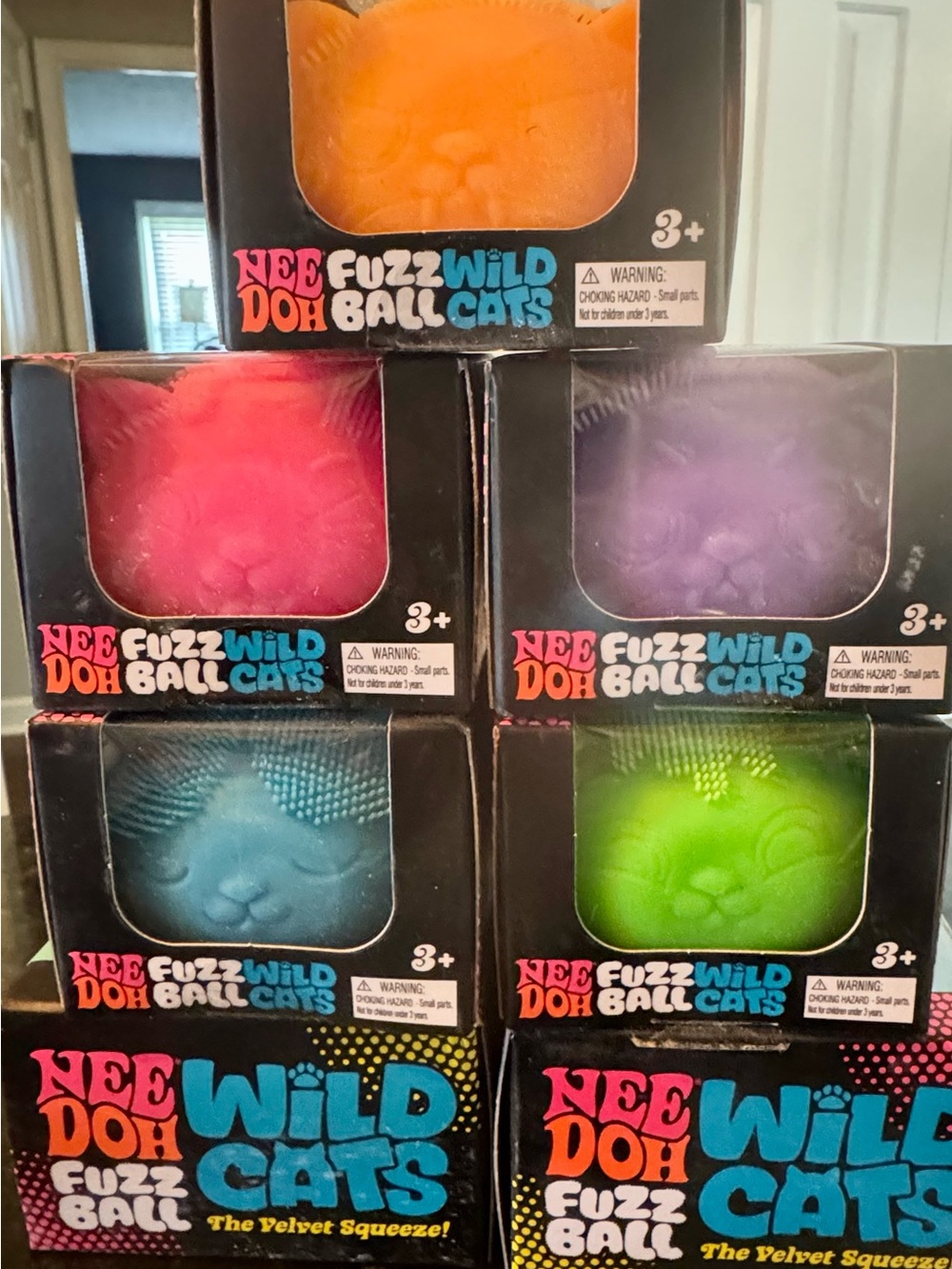 NeeDoh Fuzz Ball Wild Cats Plush Squeeze Toys - Multi Color Set